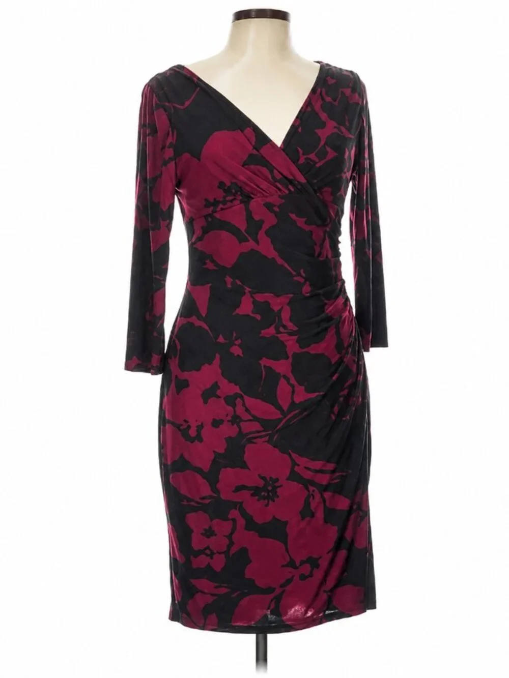 Ralph Lauren Moody Floral Dress Large 10 Black Red Dark Romance Vamp Whimsigoth - Picture 2 of 9